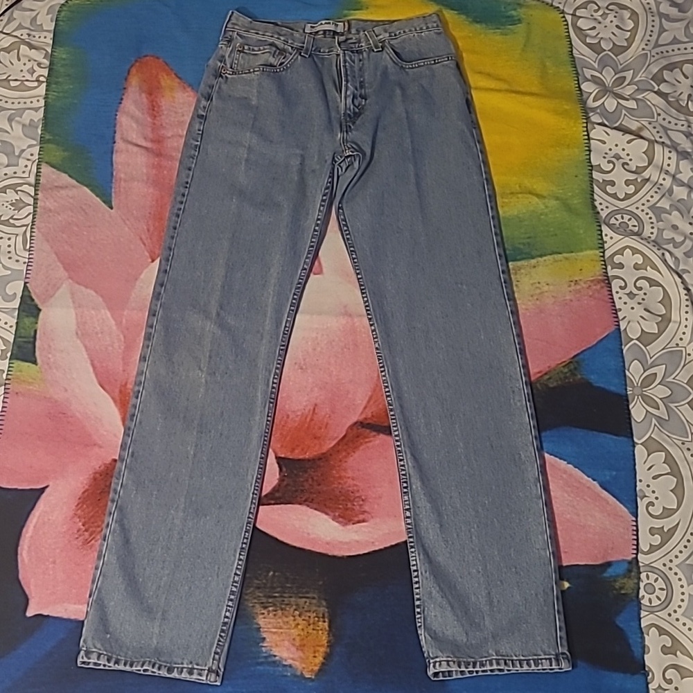 Levi’s 505 Vintage Denim Jeans Straight Leg Faded Blue Wash Distressed 31 x  35